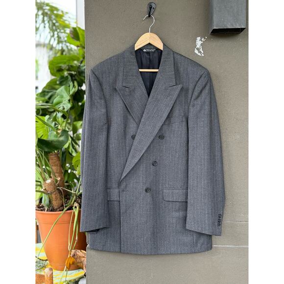 Vintage Christian Dior Union Made USA Men’s 44R 100% Wool Gray Stripe Sport Coat - Picture 6 of 11